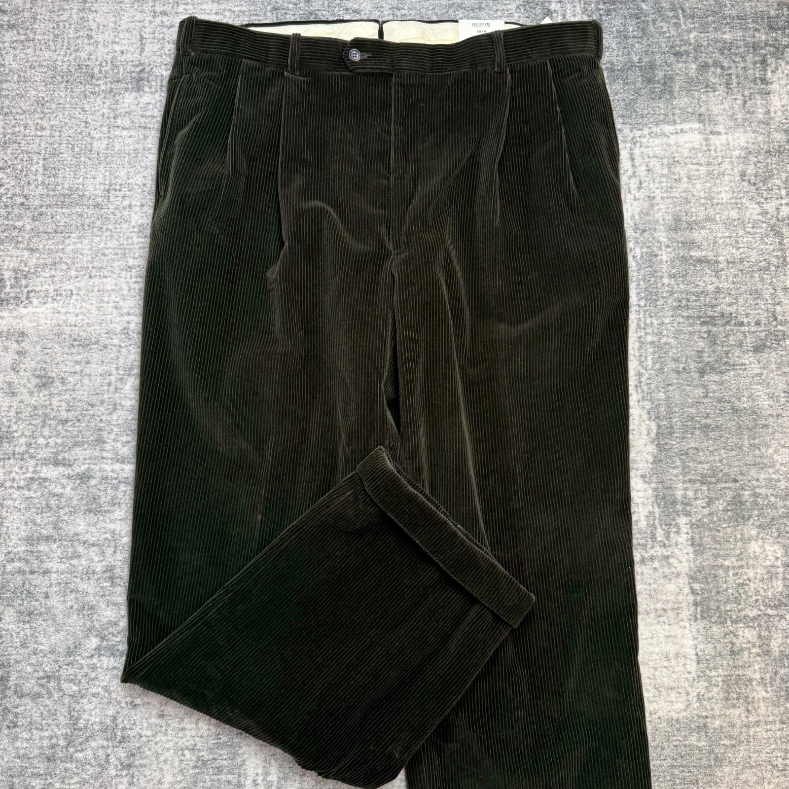 Brooks Brothers Loro Piana Corduroy Pants Mens 42 Green Double Pleated Trouser